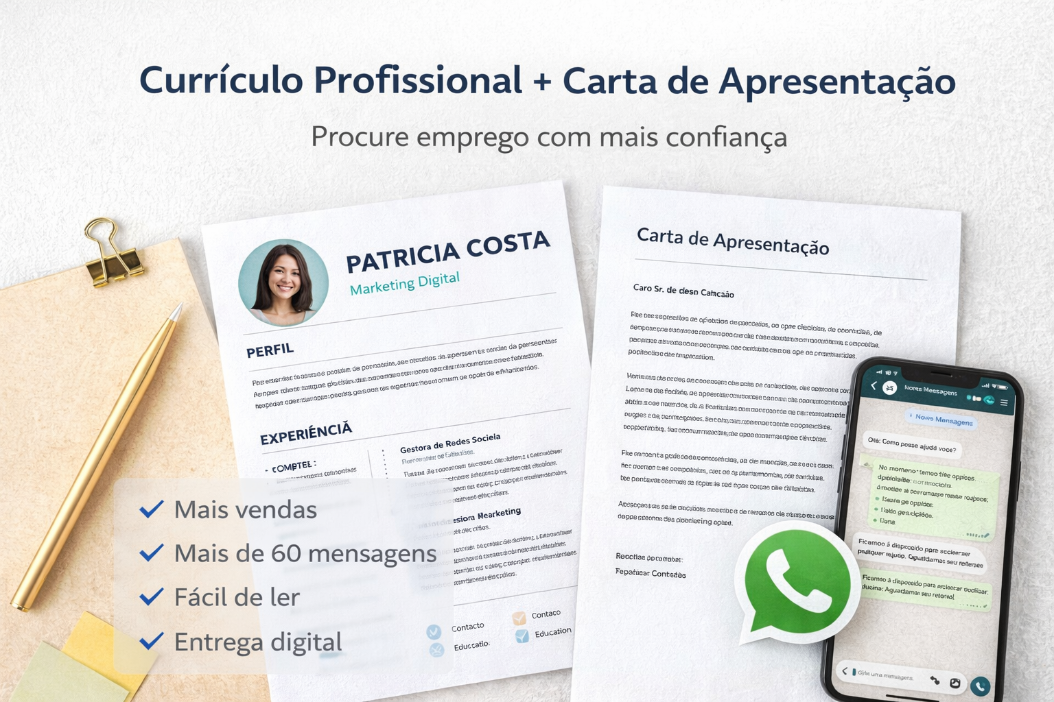 Currículo Profissional + Carta de Apresentação